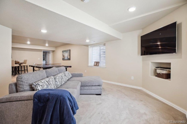 3102 Fox Sedge Pl, Highlands Ranch, CO 80126 - carpeted living area featuring baseboards and recessed lighting