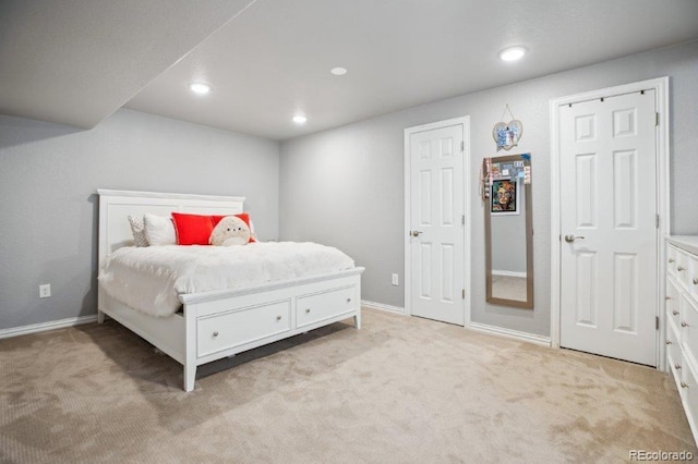 3102 Fox Sedge Pl, Highlands Ranch, CO 80126 - bedroom featuring light colored carpet, recessed lighting, and baseboards
