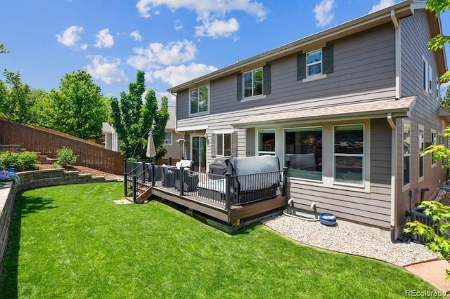 3102 Fox Sedge Pl, Highlands Ranch, CO 80126 - rear view of property with a wooden deck