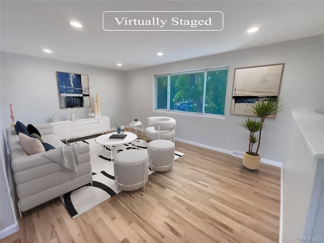 living room featuring light hardwood / wood-style flooring