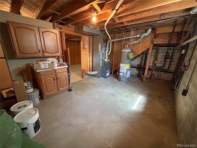 660 Wolff St, Denver, CO 80204 - unfinished basement with gas water heater and heating unit