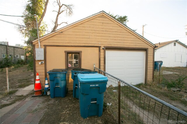 garage with wood walls