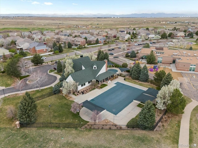 bird's eye view with a mountain view and a residential view