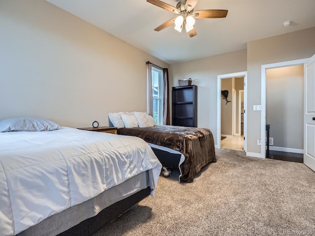 7845 S Flat Rock Way, Aurora, CO 80016 - carpeted bedroom featuring a ceiling fan and baseboards