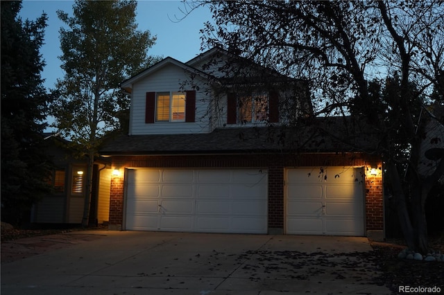 view of front of house with a garage