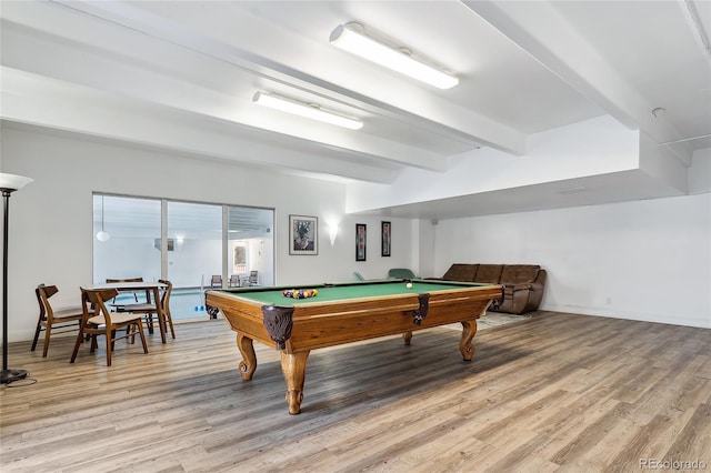 1255 N Ogden St Unit 305, Denver, CO 80218 - recreation room with light wood-type flooring, billiards, and beamed ceiling