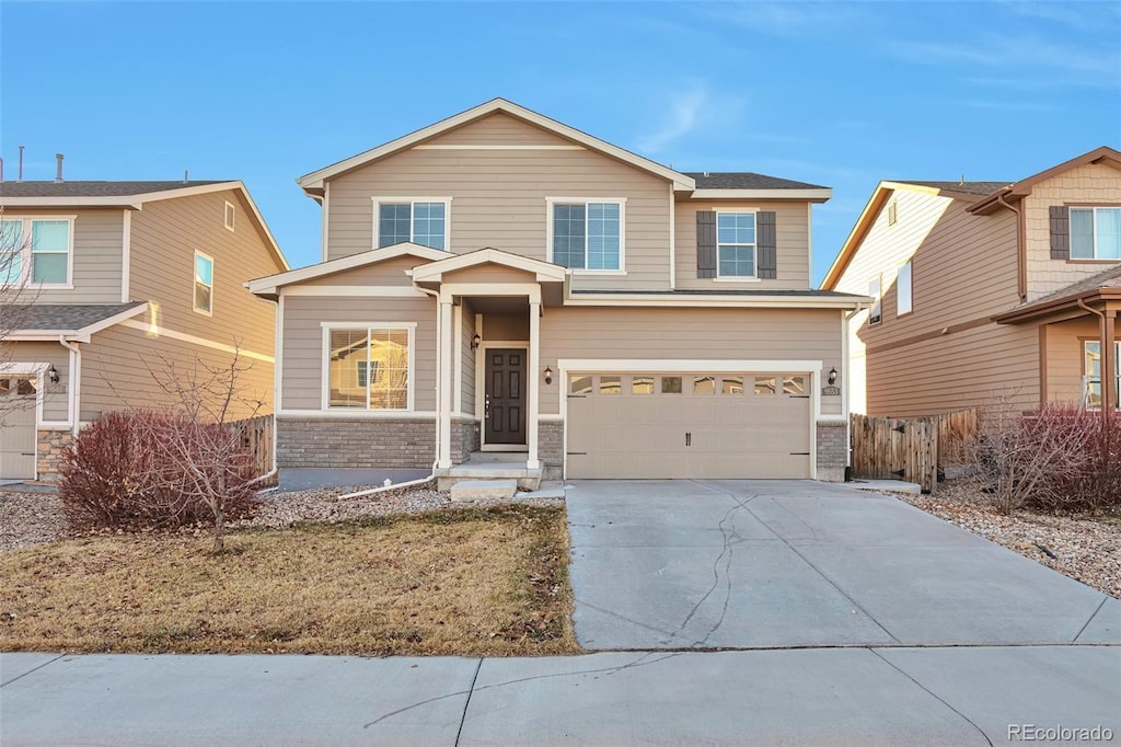 view of front of house with a garage