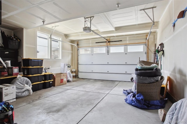 garage with a garage door opener