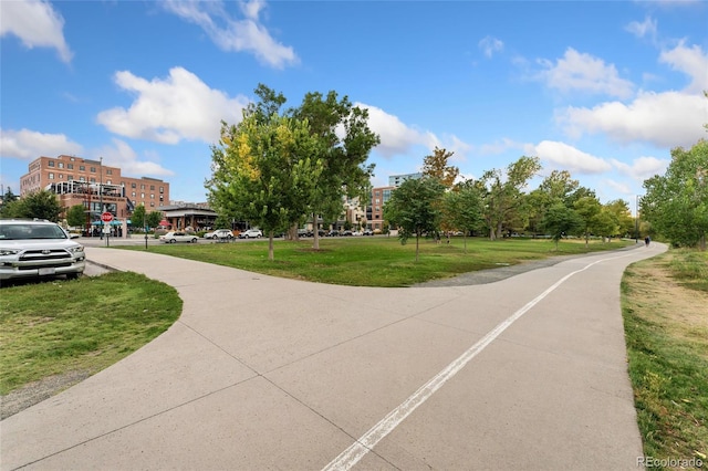 view of community with a lawn