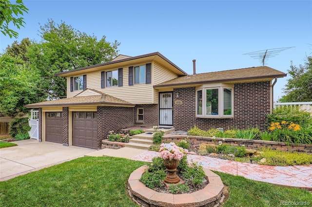 1729 S Ouray Ct, Aurora, CO 80017 - tri-level home featuring brick siding, concrete driveway, and roof with shingles