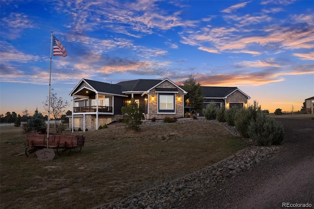 view of front of house with a yard