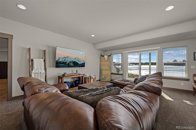 living room featuring carpet flooring