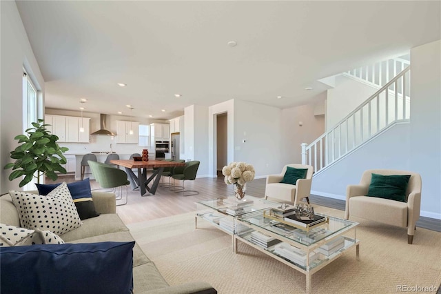 living room featuring light hardwood / wood-style floors