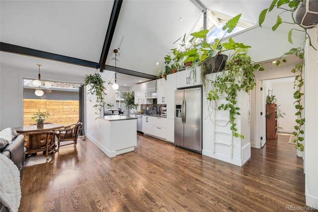 1380 S Dahlia St, Denver, CO 80222 - kitchen featuring white cabinets, dark wood finished floors, appliances with stainless steel finishes, and a sink
