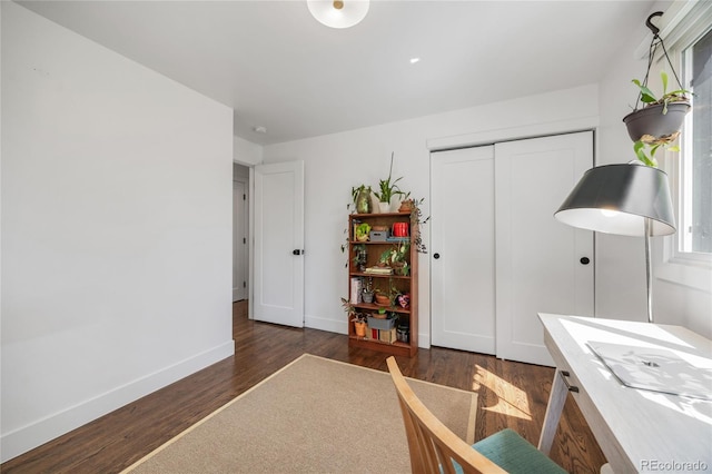 1380 S Dahlia St, Denver, CO 80222 - home office with baseboards and dark wood-style floors