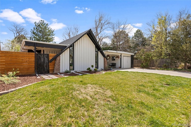 1380 S Dahlia St, Denver, CO 80222 - exterior space with board and batten siding, a lawn, fence, and roof with shingles