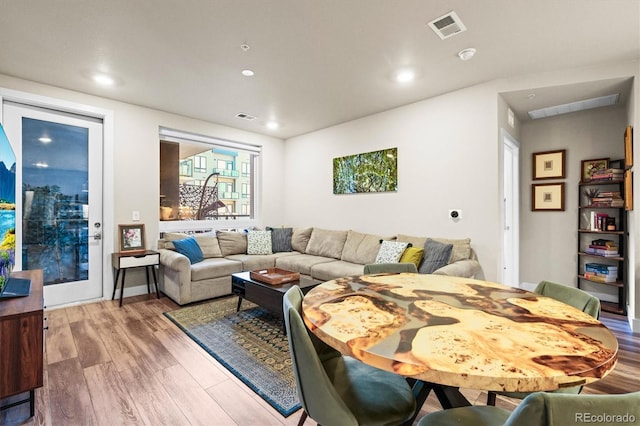 living room with hardwood / wood-style floors