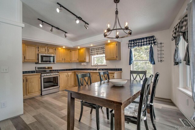492 Kimmes Ln, Breckenridge, CO 80424 - dining room featuring light wood finished floors and a chandelier