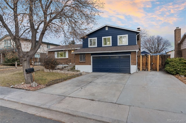 view of front of house with a garage