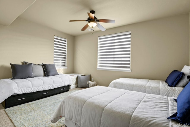 bedroom featuring ceiling fan