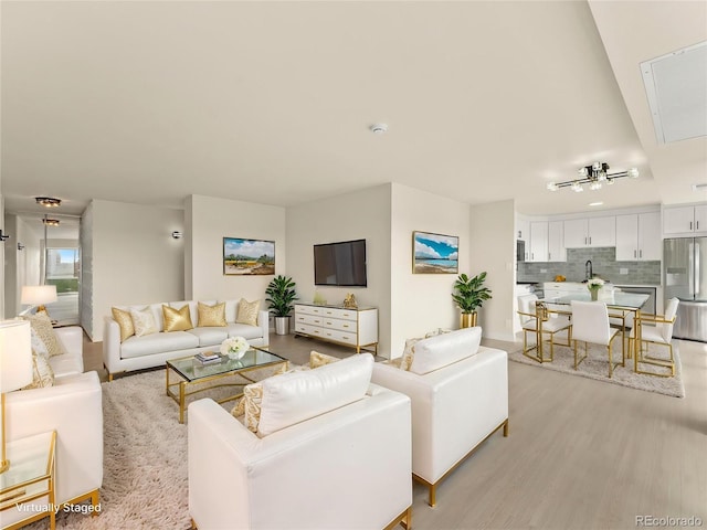 living room with light wood finished floors
