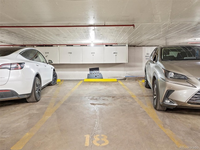 view of parking garage