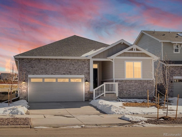 view of front of house with a garage