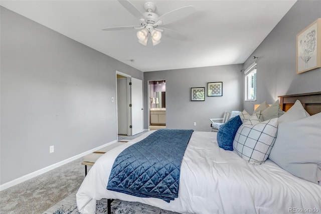 8696 E Easter Ave, Centennial, CO 80112 - carpeted bedroom with a ceiling fan and connected bathroom