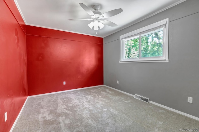 8696 E Easter Ave, Centennial, CO 80112 - empty room featuring a ceiling fan, carpet floors, and ornamental molding