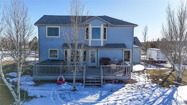 view of front of house featuring a wooden deck