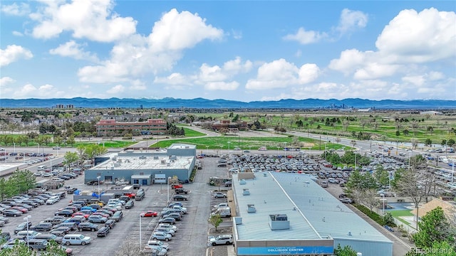 drone / aerial view with a mountain view