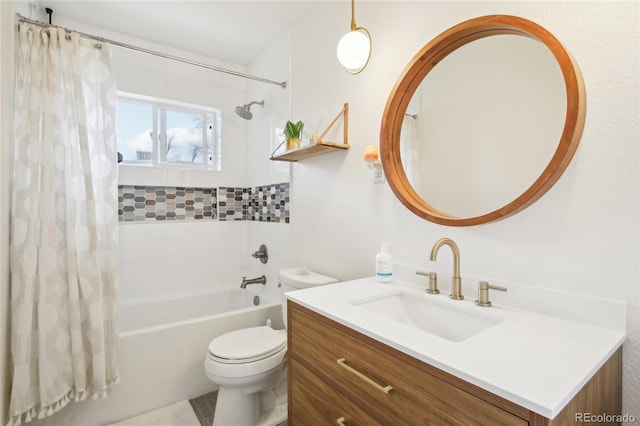 6188 S Westview St, Littleton, CO 80120 - bathroom featuring vanity, shower / bathtub combination with curtain, and toilet