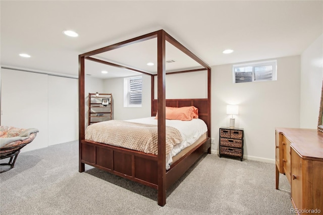 6188 S Westview St, Littleton, CO 80120 - bedroom featuring carpet floors, recessed lighting, multiple windows, and a closet
