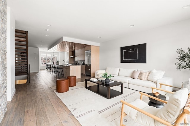 living room with hardwood / wood-style flooring