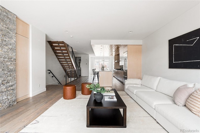 living room featuring light wood-type flooring