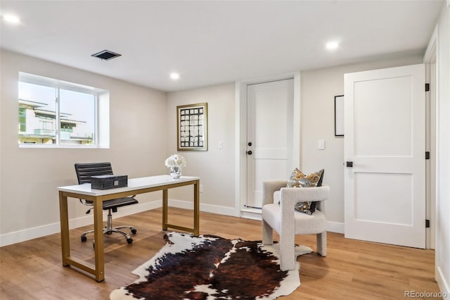 office featuring light wood-type flooring