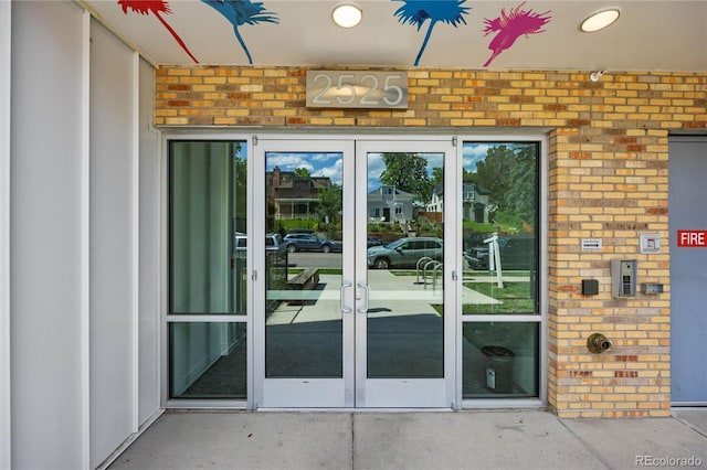 view of exterior entry with french doors