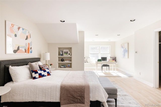 bedroom with light wood-type flooring