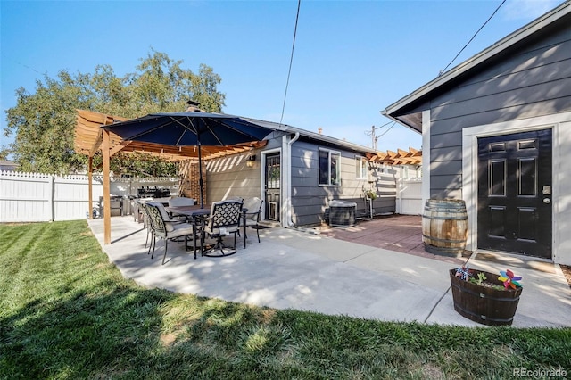 view of patio featuring central air condition unit and a fenced backyard