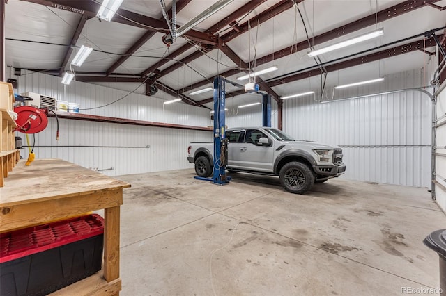 garage with a garage door opener