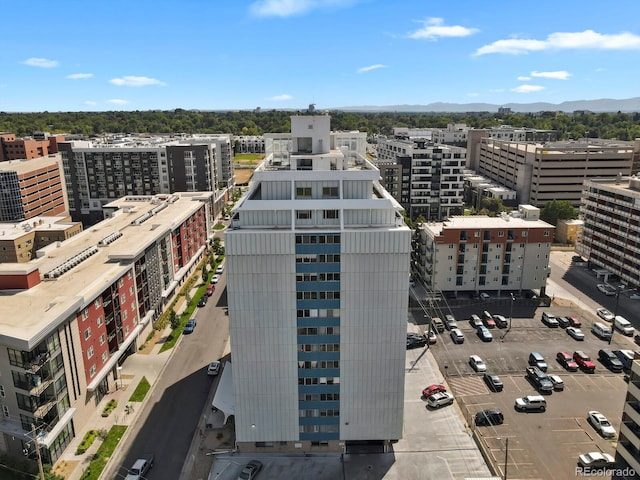 aerial view with a city view