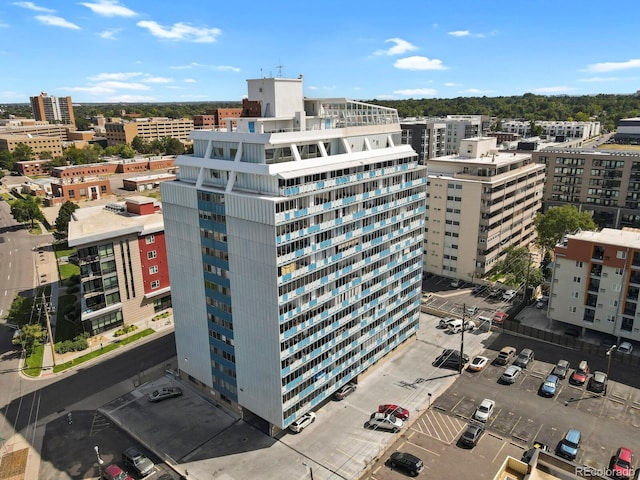 aerial view with a city view