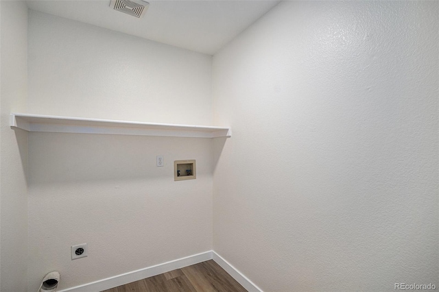 11868 W Progress Ave, Littleton, CO 80127 - laundry area featuring hookup for a washing machine, dark wood-style flooring, and hookup for an electric dryer