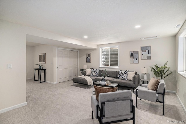 11868 W Progress Ave, Littleton, CO 80127 - living area featuring light carpet and recessed lighting