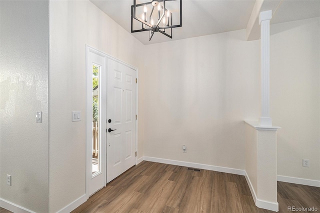 11868 W Progress Ave, Littleton, CO 80127 - entrance foyer with wood finished floors and a chandelier