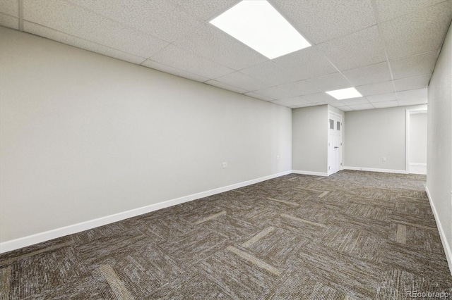 basement with a drop ceiling