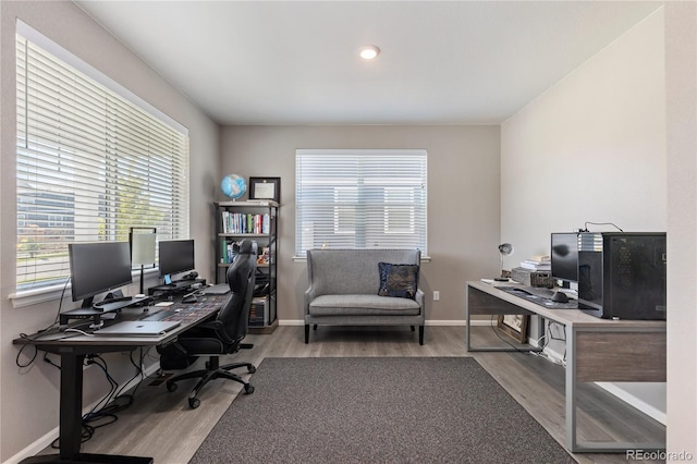 office area featuring hardwood / wood-style flooring