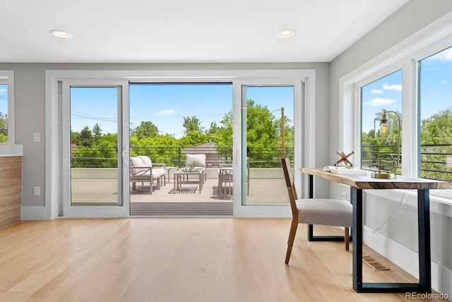 1500 S Elizabeth St, Denver, CO 80210 - doorway featuring healthy amount of natural light, wood finished floors, recessed lighting, and baseboards