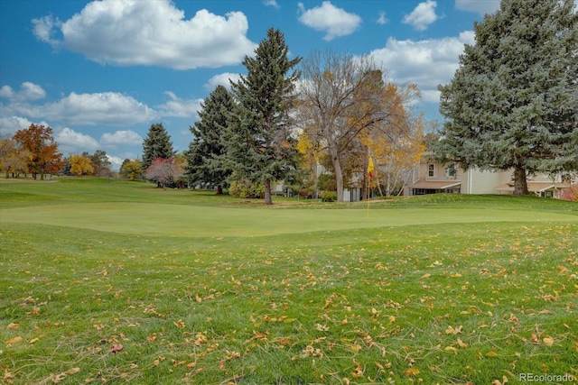 view of yard featuring golf course view