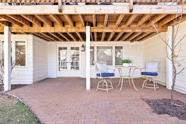 view of patio featuring french doors